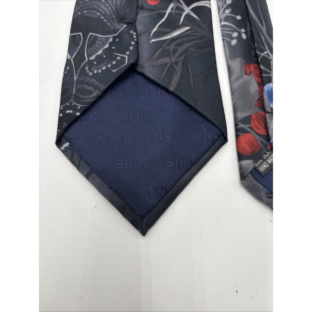 Desantis Collection Hand Made 100% Silk Tie Floral And Berries Print 56" Total L - Picture 4 of 11